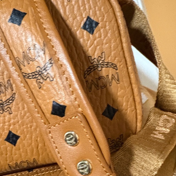 MCM Cognac Backpack with Gold Studs - Picture 8 of 11